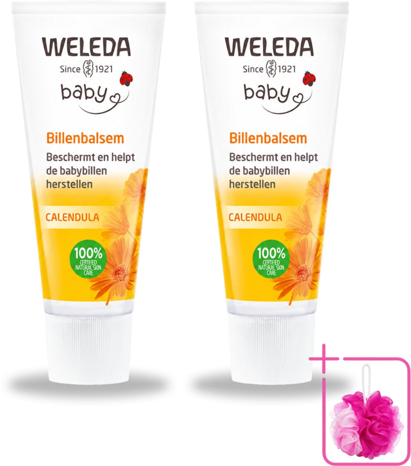 2 x WELEDA - Billenbalsem - Baby Calendula - 30 ml - Bulkverpakking - Babybillen - Douchemop - Luieruitslag