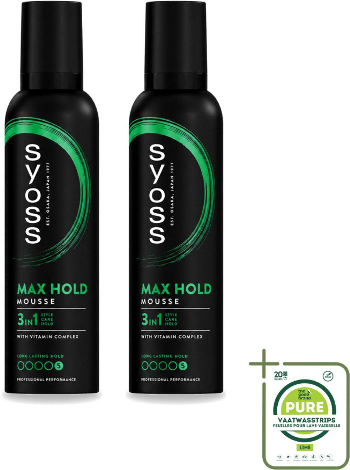 2 x Syoss - Max Hold - Haarmousse - Ultra Sterke Hold - 250 ml - Grootverpakking - Vaatwasstrips - Haarmousse - Keratine - Haarversterking - Styling - Haarverzorging