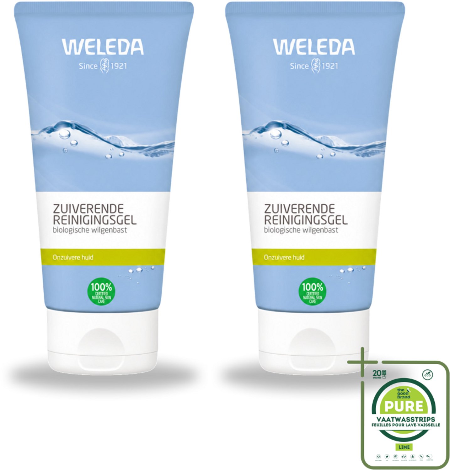 2 x WELEDA - Reinigingsgel Zuiverend - Voor onzuivere huid - 100 ml - Grootverpakking - Vaatwasstrips - Zuiverende Reiniging - Onzuivere Huid - Puistjes - Mee-eters - Natuurlijke Reiniging