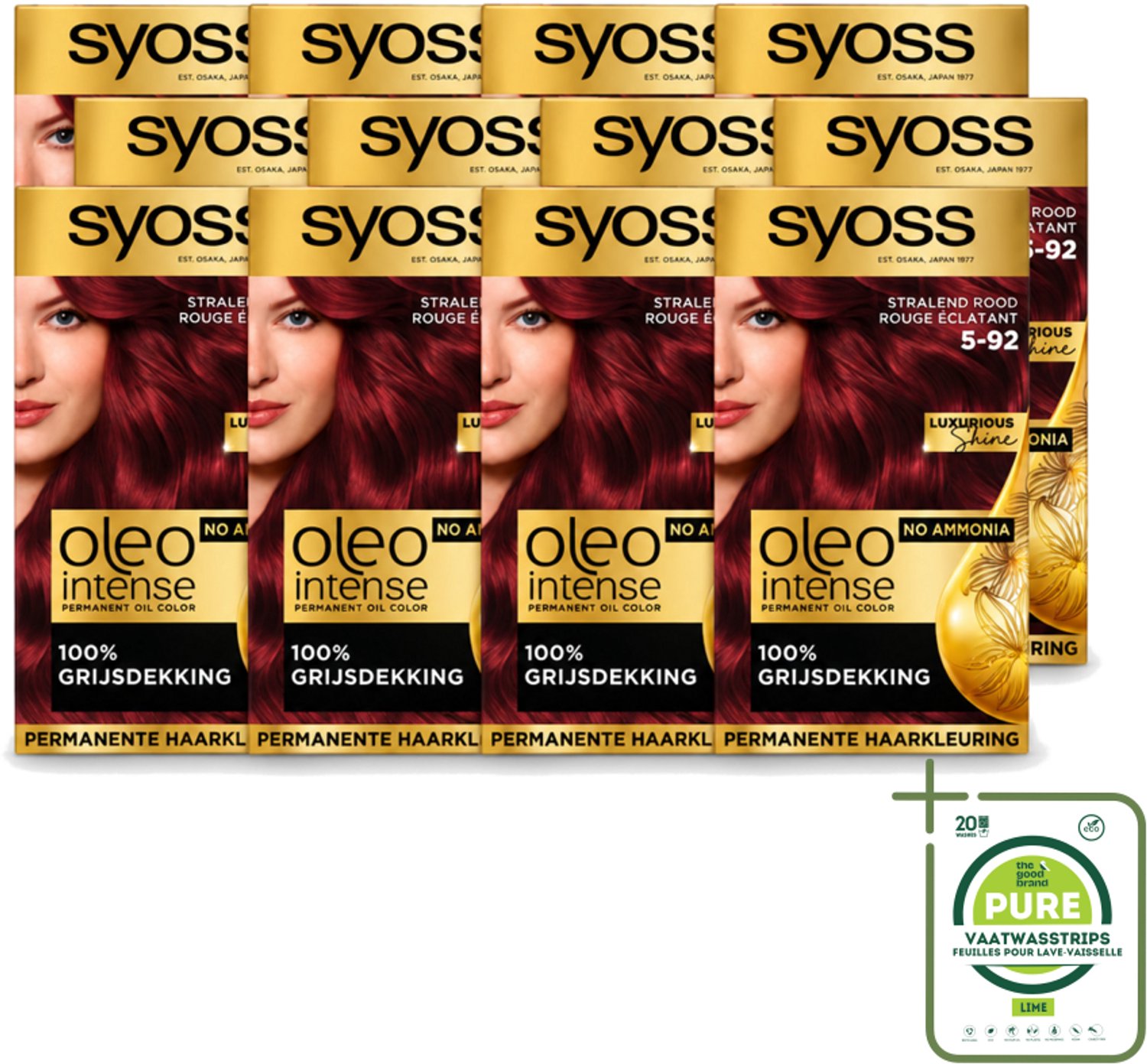 12 x SYOSS - Oleo Intense 5-92 - Haarverf - Permanente Haarkleuring - Stralend Rood - Langdurige Kleur - Grootverpakking - Vaatwasstrips - Haarkleur - Rood - Permanente Haarkleuring - Haarkleur Zonder Ammoniak - Haarverf
