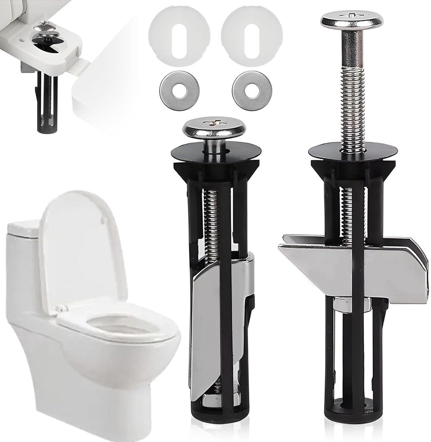 Universele Toiletbril Bevestigingsset met Sterke Bouten, Eenvoudig te Installeren, Inclusief Schroeven en Toebehoren voor Thuis en Kantoor