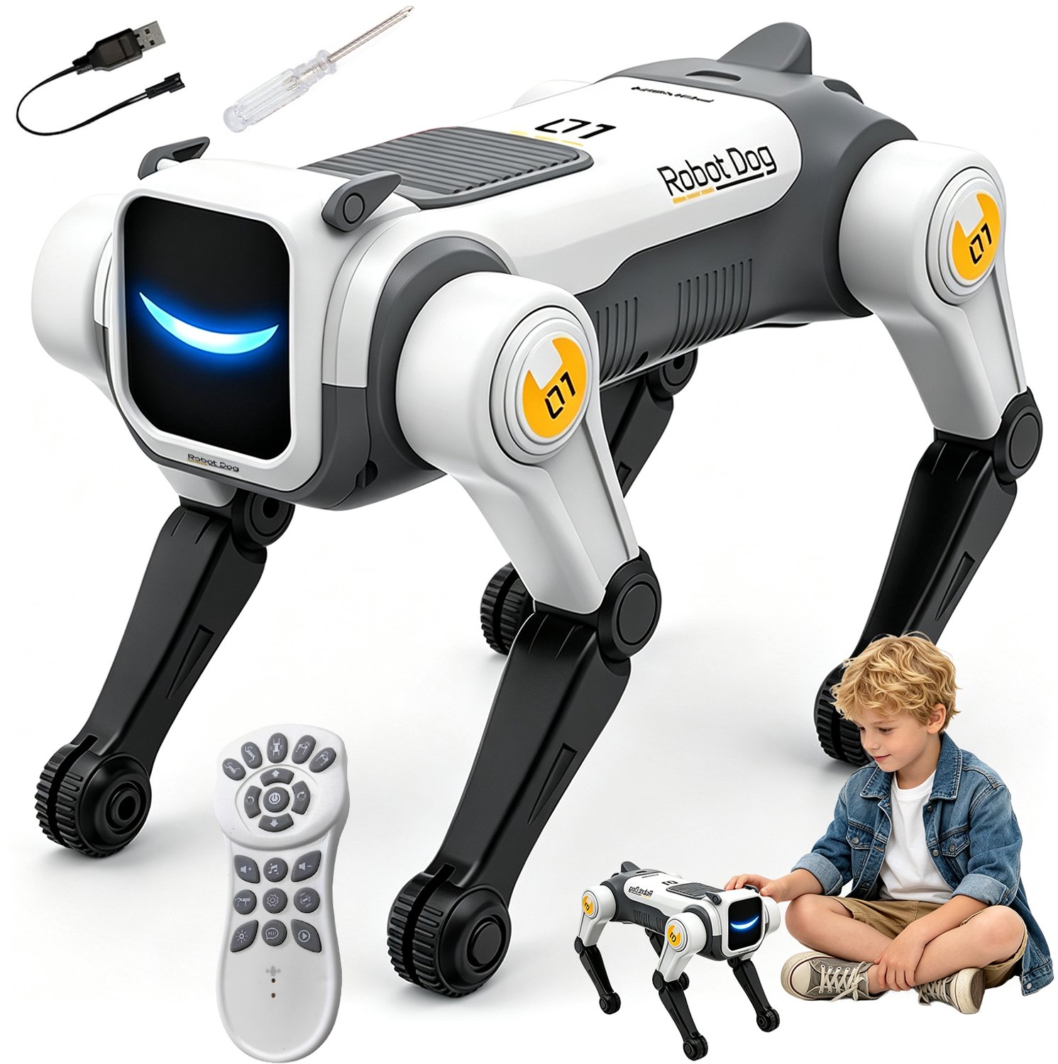 RC Robot Hond - Interactieve Robothond - RC Stunthond - Intelligente Speelgoedrobot - Dansen & Stunts - STEM Speelgoed - Afstandsbediening & Spraakbesturing - USB Oplaadbaar - Voor Jongens & Meisjes - Cadeau