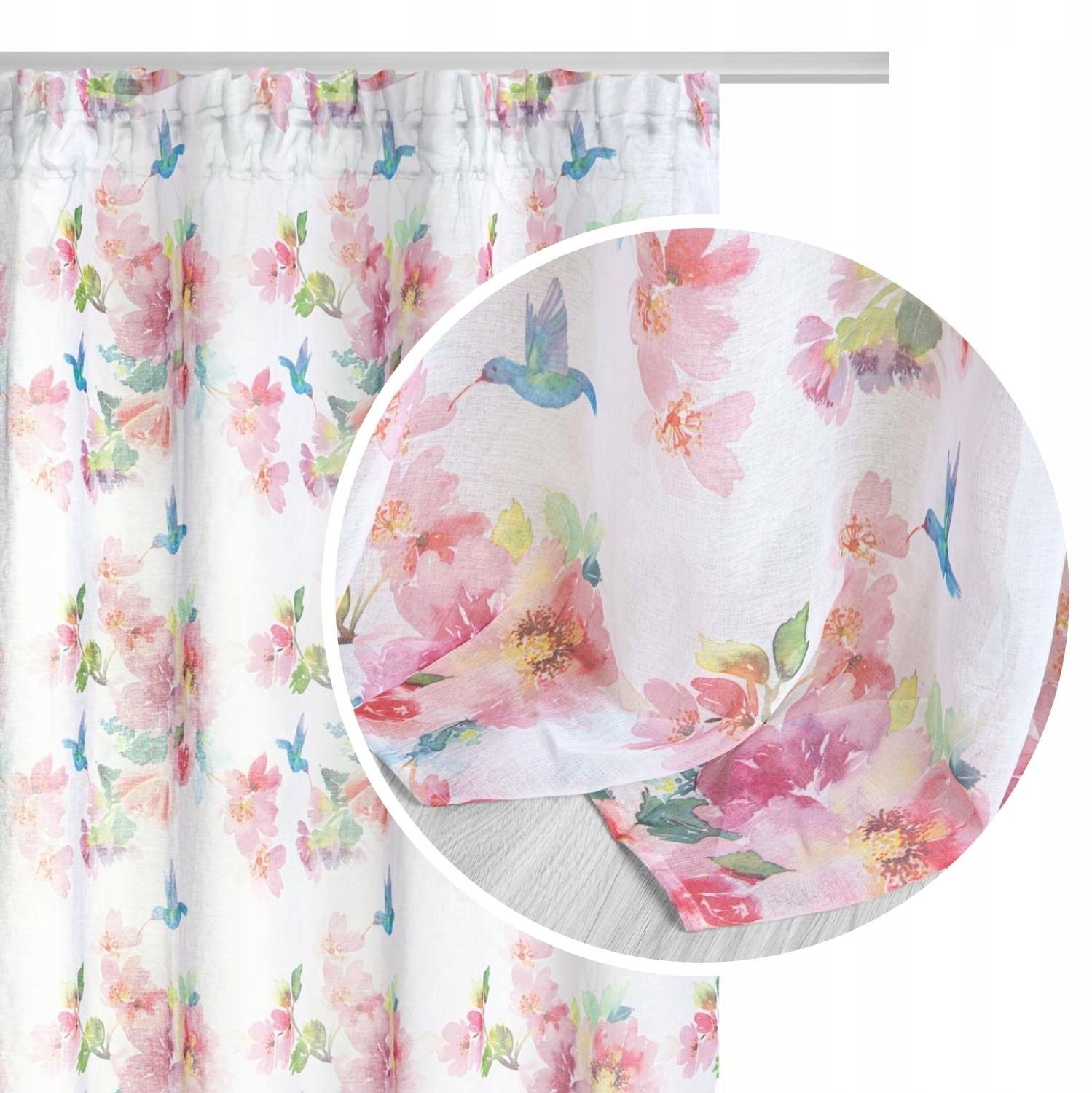 PRESTIQUA Canaria Gordijn 140x190cm - Kolibries & Palmen - Półzaciemniający Veelkleurig