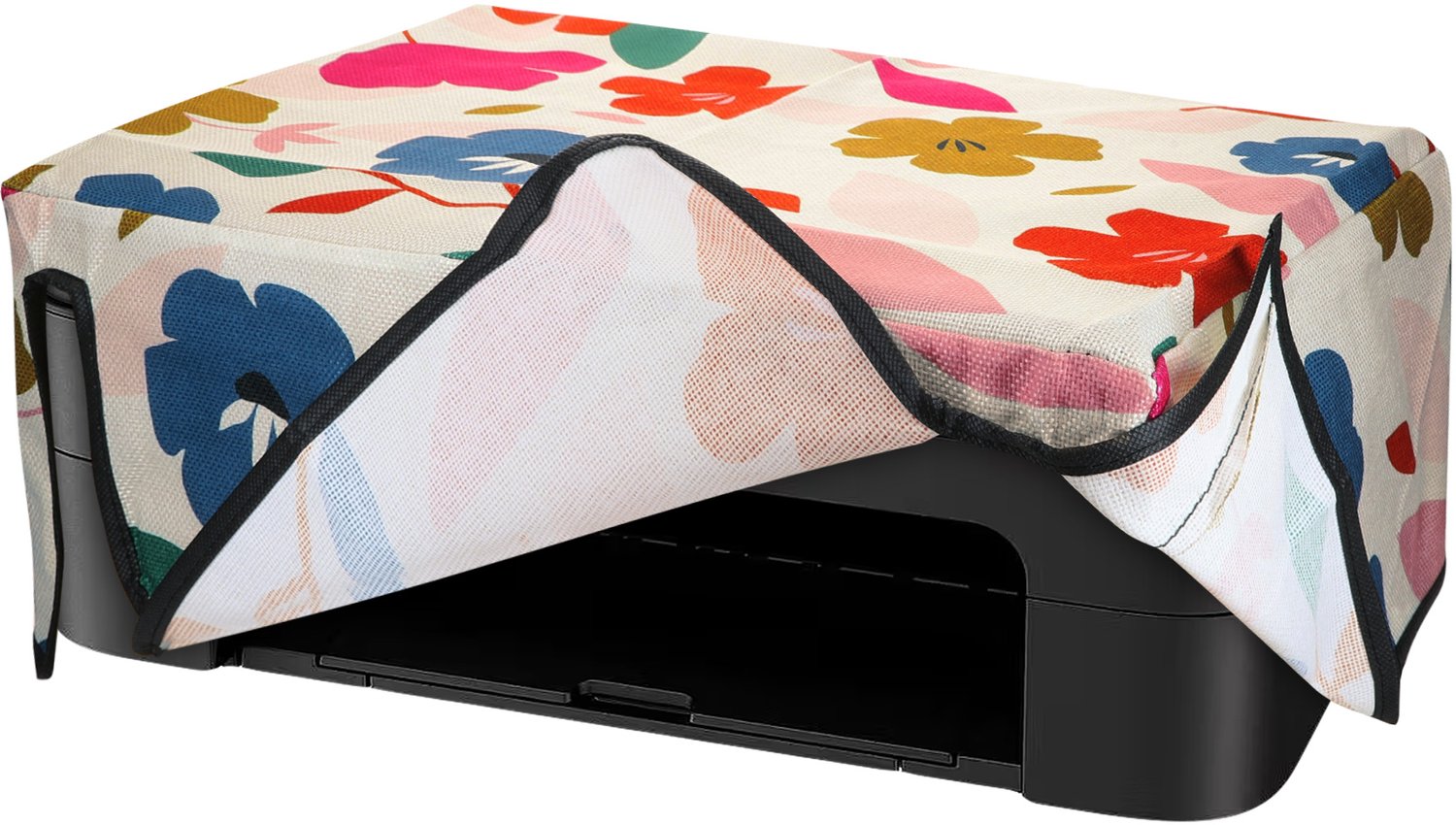 kwmobile linnen hoes geschikt voor Canon Pixma TS3350 / MG7750 Serie cover - Printer beschermhoes - Bonte bloemen design