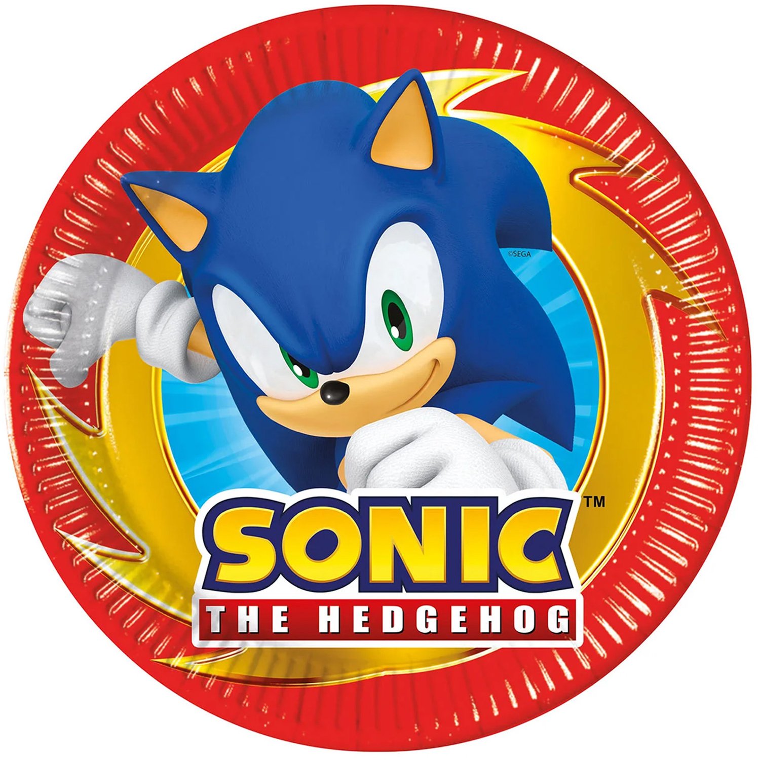 Vegaoo - 8 Kartonnen bordjes Sonic 20 cm