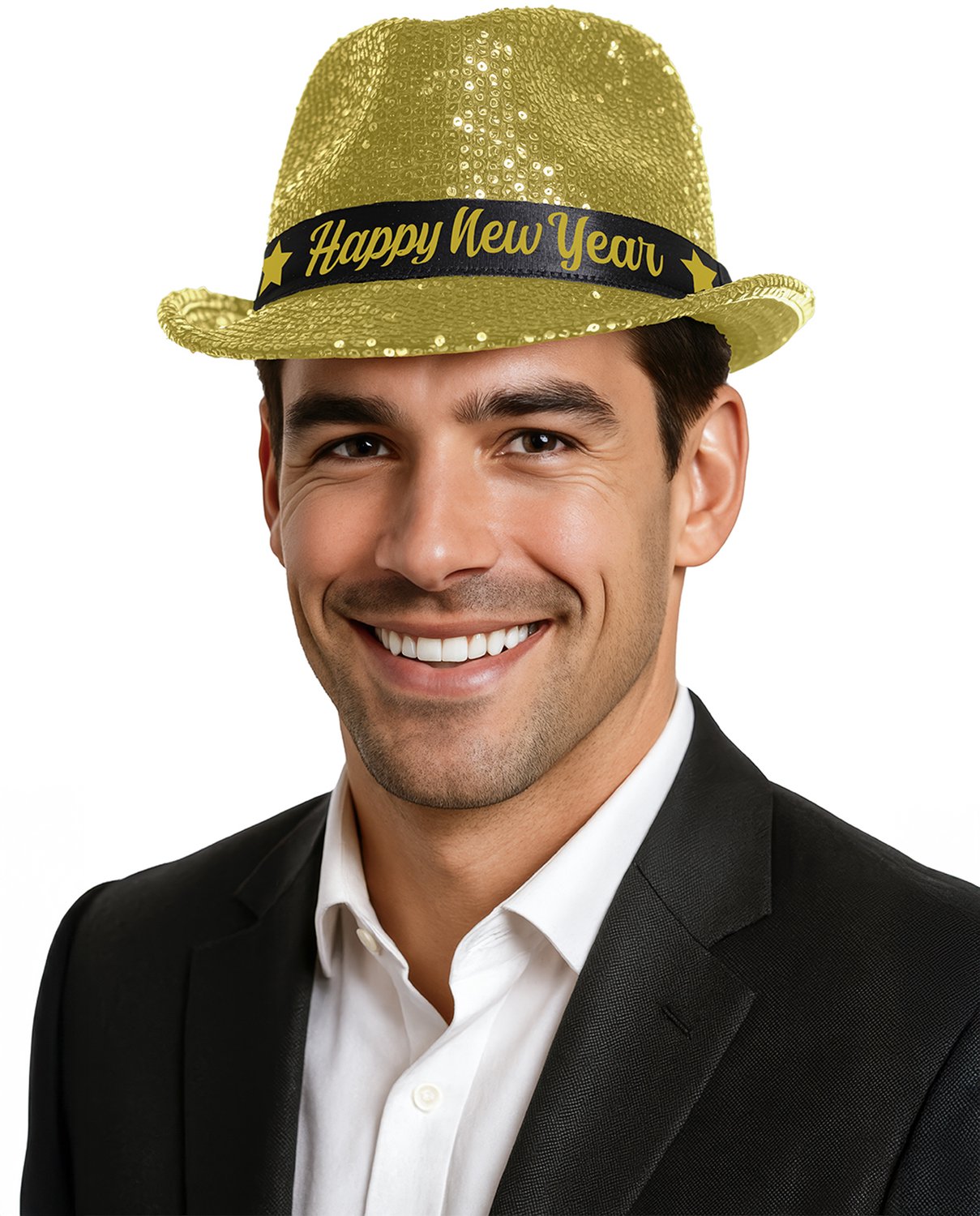 FIESTAS GUIRCA, S.L. - Gouden pailletten hoed Happy New Year volwassenen