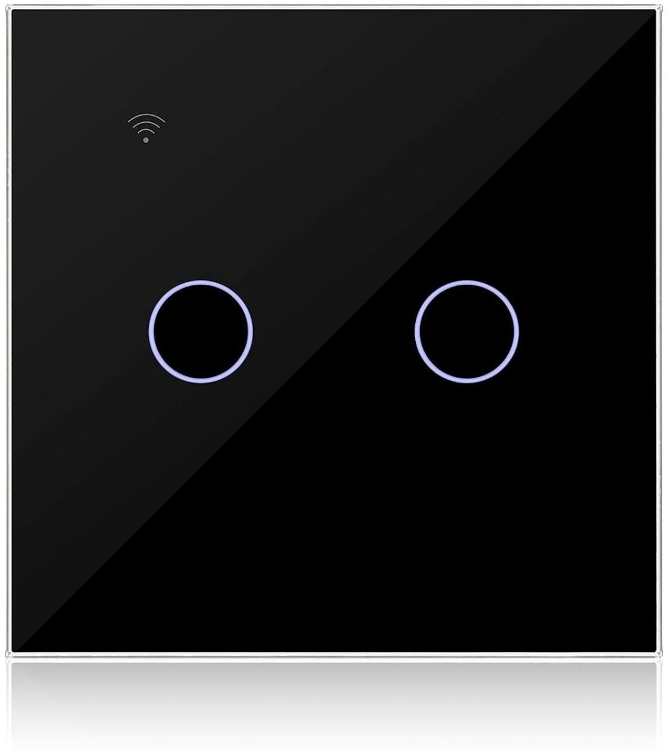 Slimme Lichtschakelaar Zwart 2-Gang 1-Weg, Compatibel met Alexa, Touchbediening, WiFi en Tuya/Smart Life App, Geschikt voor Neutralen en Geen Neutralen