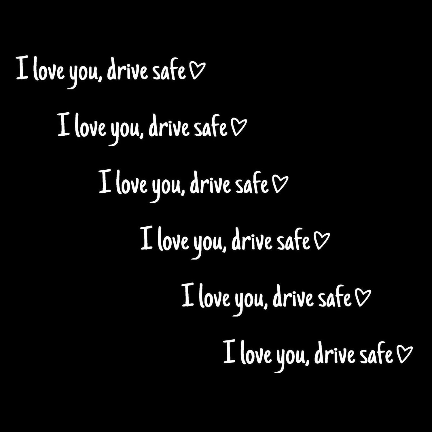 Set van 6 Achteruitkijkspiegelstickers - I Love You, Drive Safely