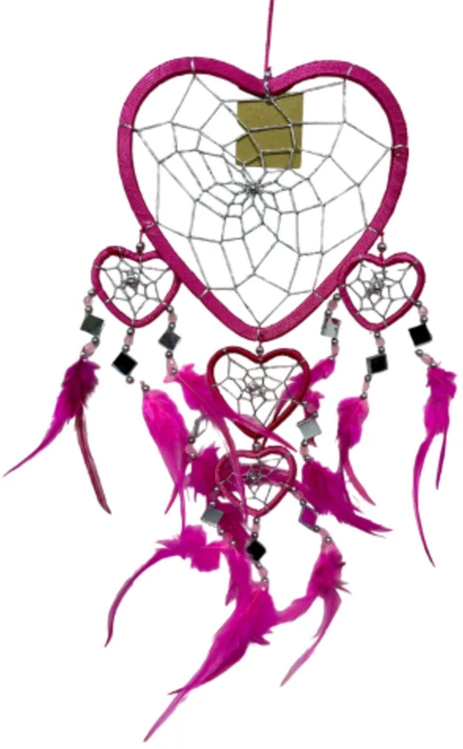 Ruben Robijn Dromenvanger Hartje met spiegels - Roze - 17 cm - Dream Catcher n.n.b