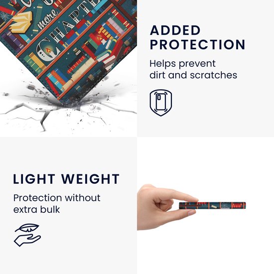 kwmobile e-reader hoesje geschikt voor Kobo Aura H2O Edition 2 hoes - E reader flip case met magneetsluiting - Ereader cover - bibliotheek design in meerkleurig — afbeelding 2