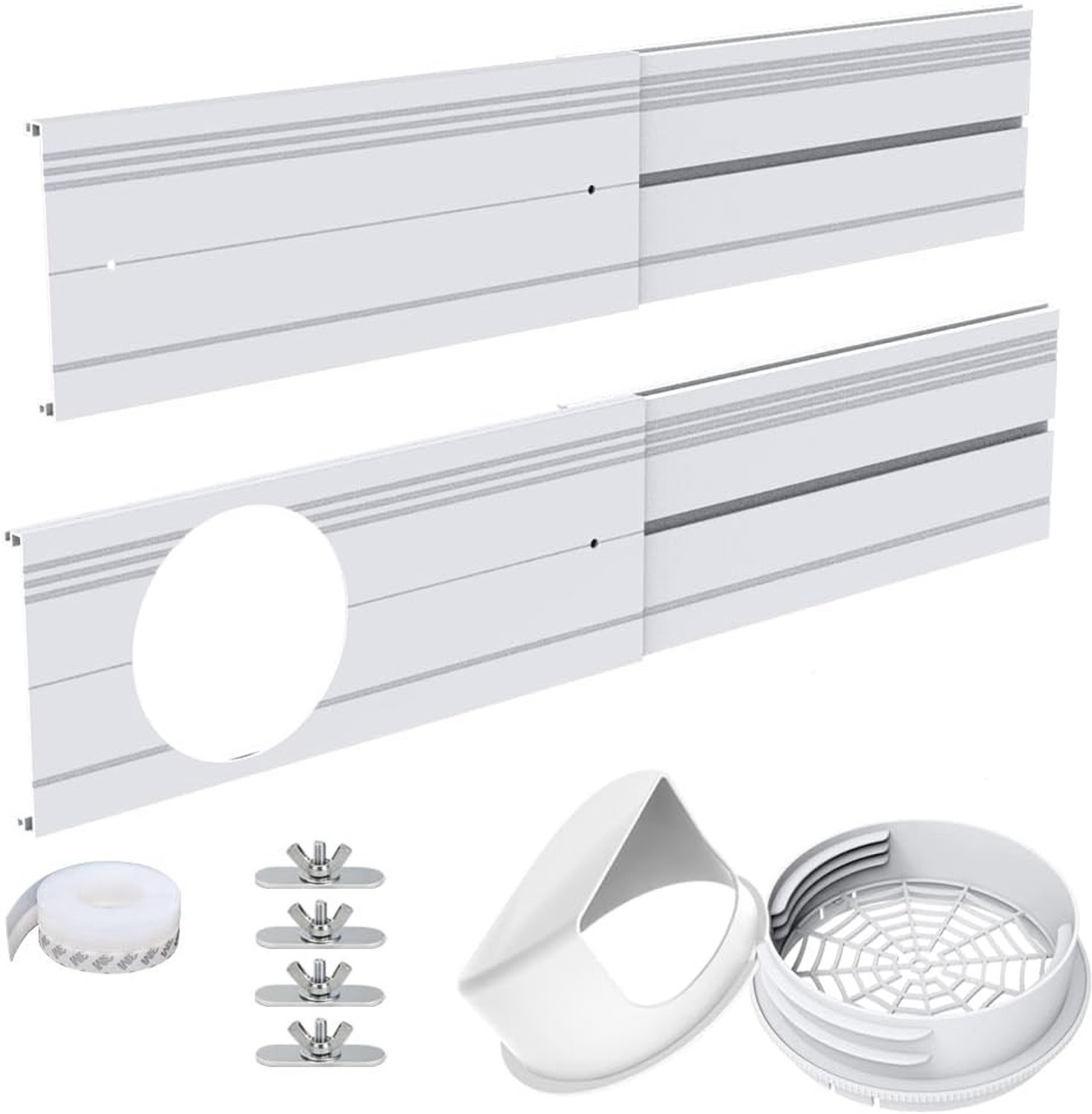 Draagbare Airconditioner Raamventilatieset met Verstelbaar Universeel Raamafdichtpaneel voor 5/5,9 Inch AC-slang, Ideaal voor Thuisgebruik en Efficiënte Koeling