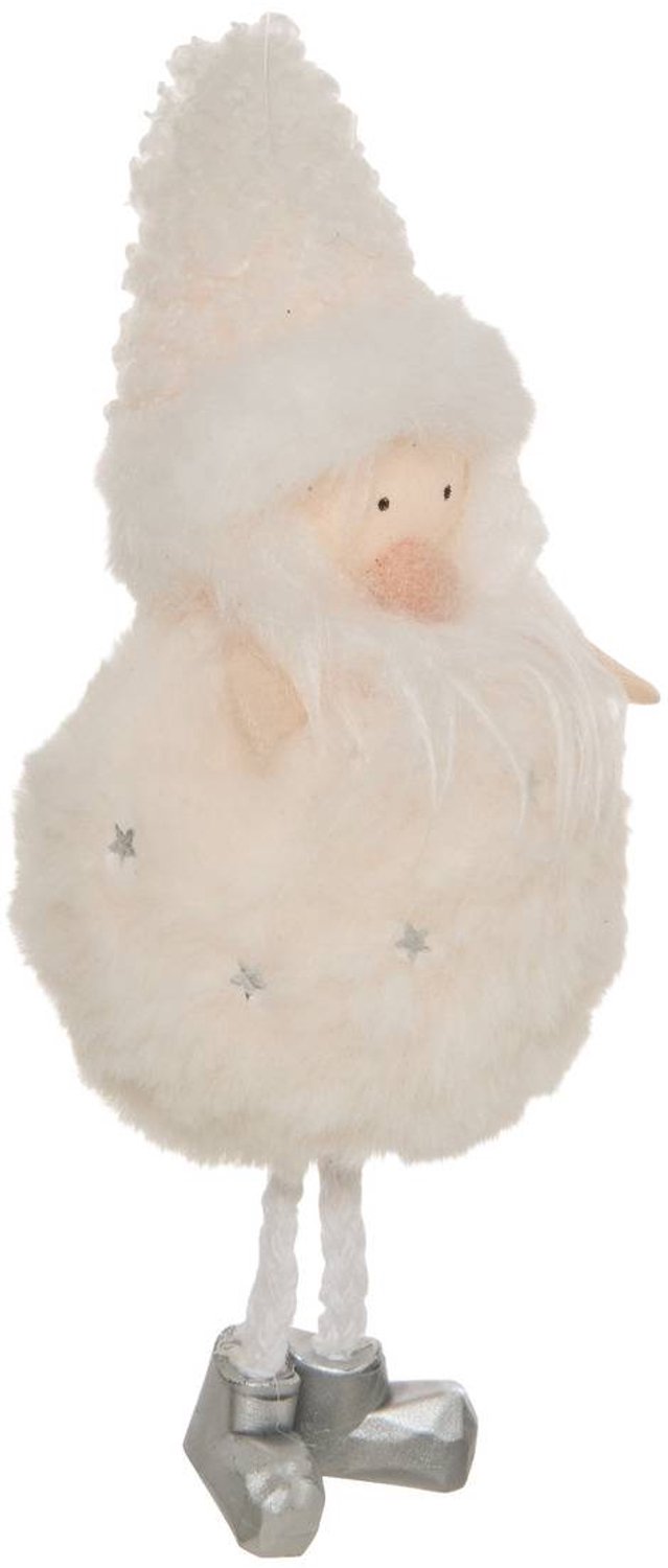 Feeric lights & Christmas Hangende kerstboomversiering in de vorm van een figuurtje met witte vacht, van textiel, 16 cm