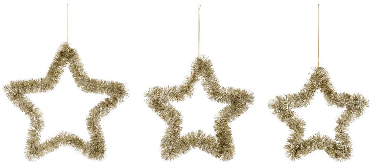 Feeric lights & Christmas Set van 3 gouden plastic kerststerren Doré