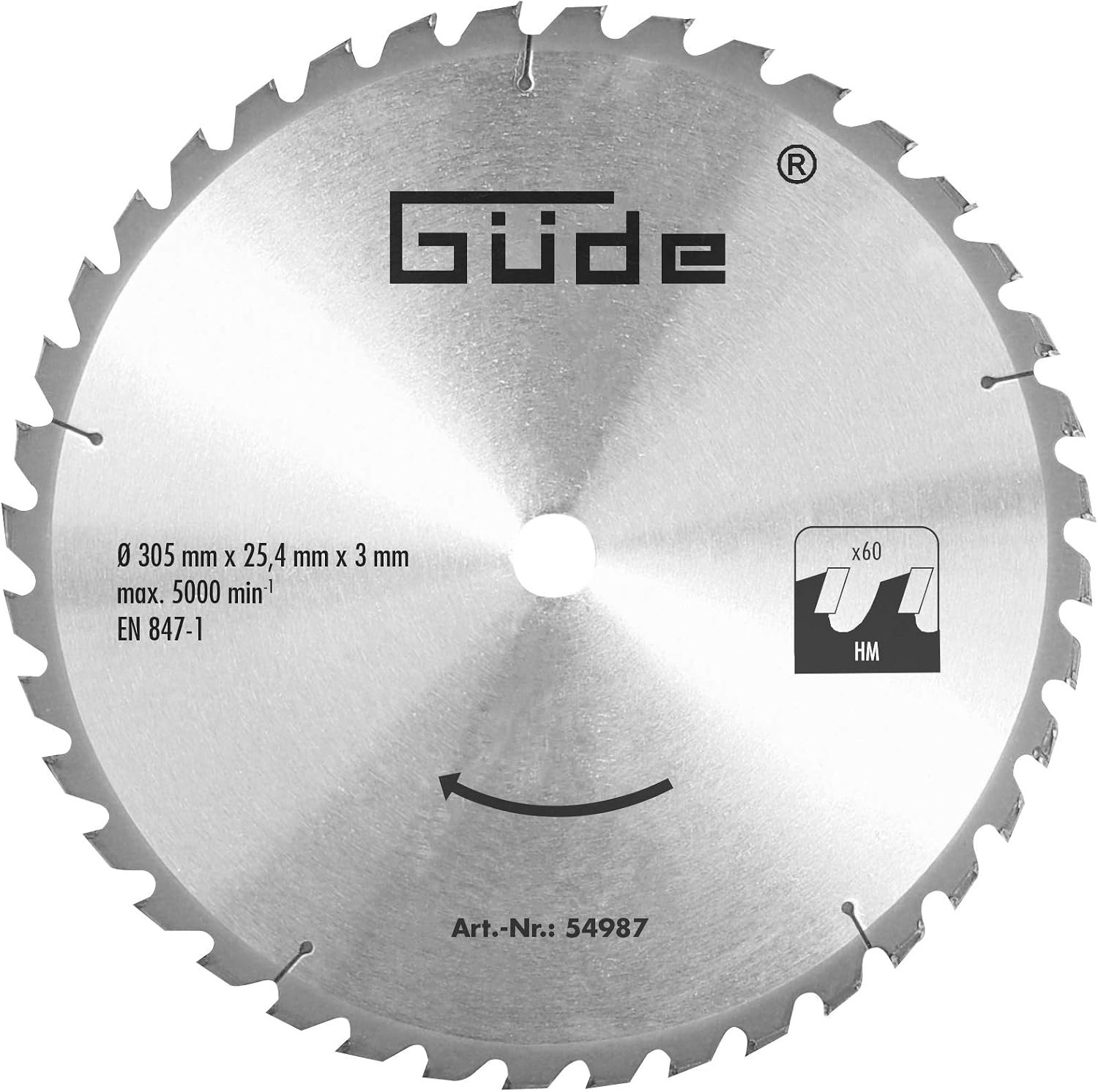 Güde HM Zaagblad 305x25.4mm 60T - Hardmetalen Houtzaagblad