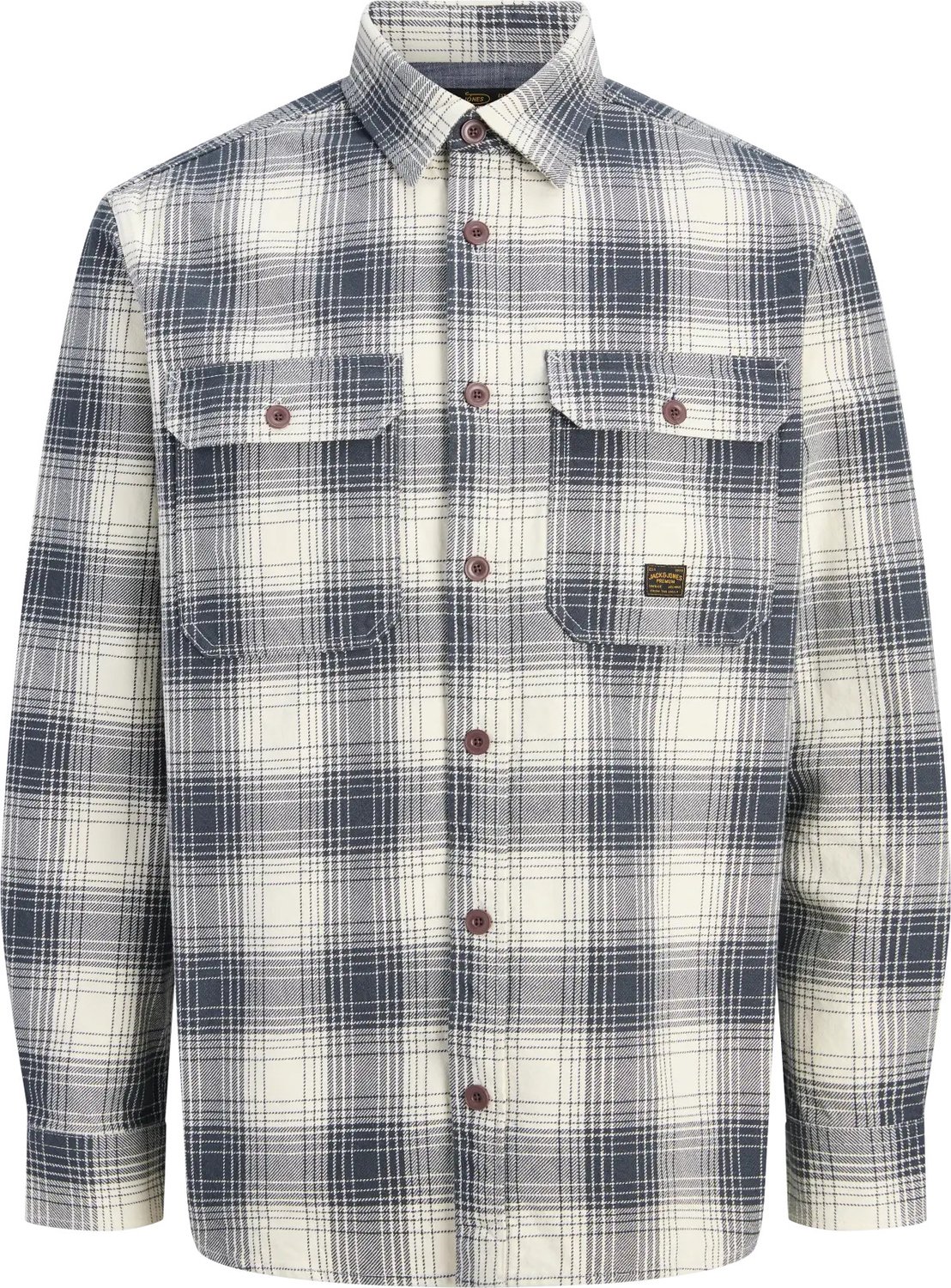 Ivy check overshirt regular fit - twill - blauw (dark navy)