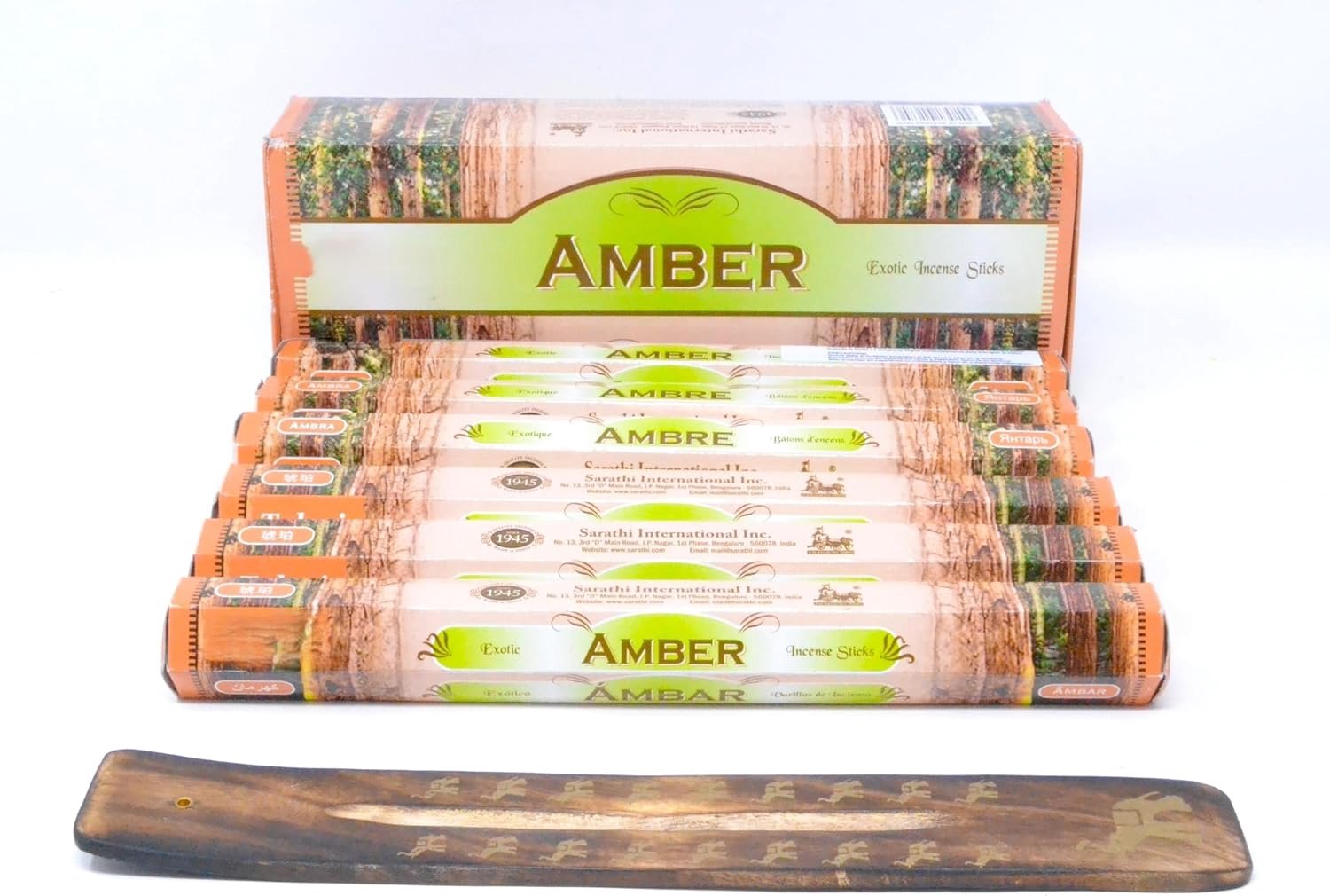 Amber Zoete Hars Wierookstokjes met Asbak - 120 Stuks