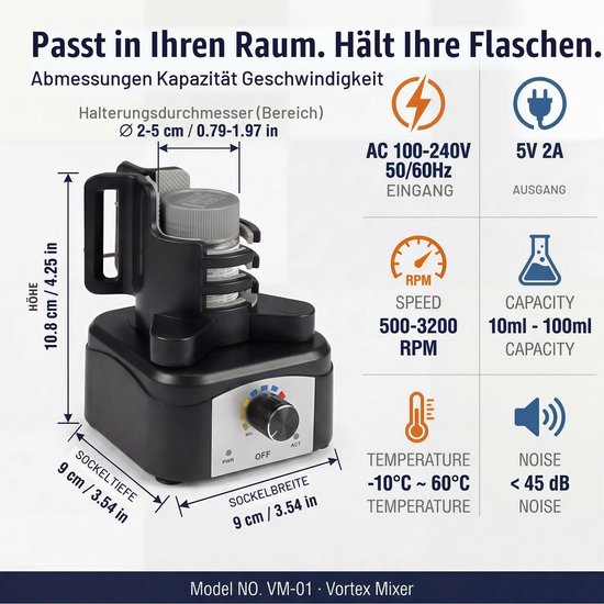 Vortex mixer mini met verstelbare snelheid stille verfmixer voor laboratorium en hobby 500-3200 RPM — afbeelding 3