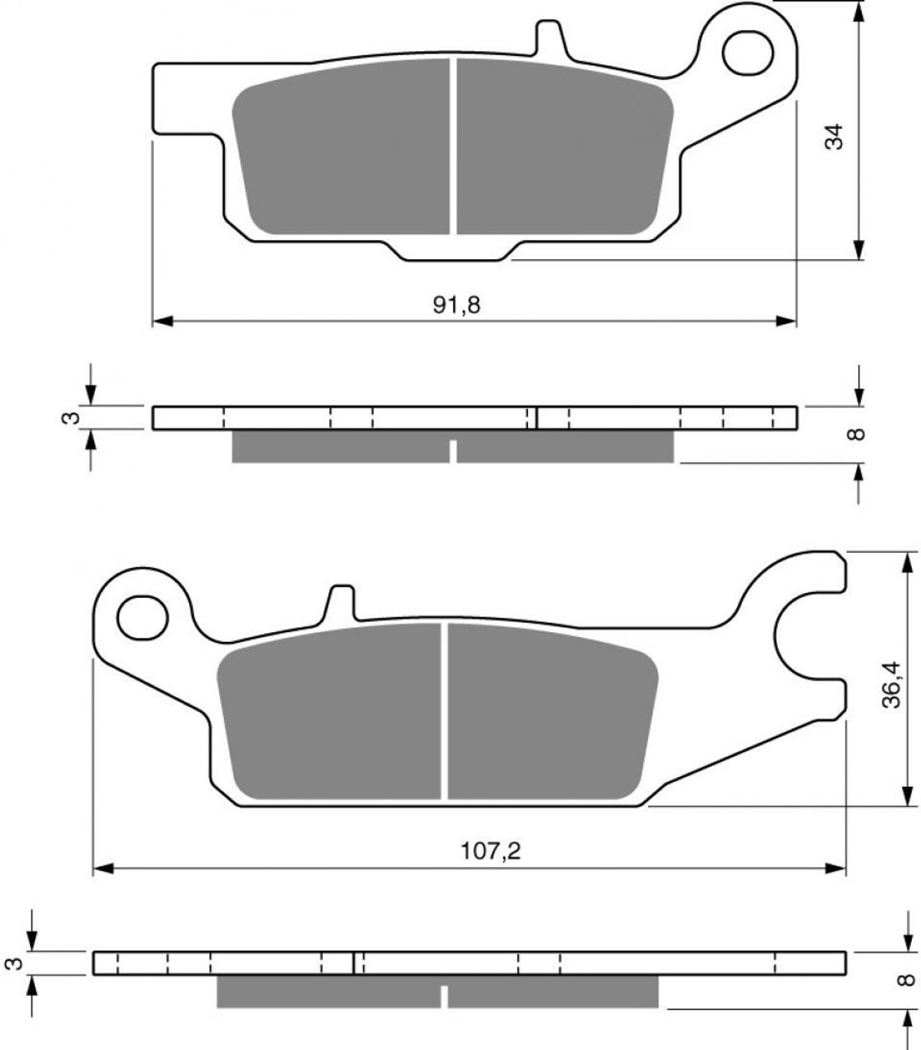 Remblokken Gold Fren voor Quad Yamaha 250 YFM R 2009 tot 2013 linksvoor / 33B Nieuw
