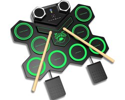 Elektrisch drumstel, CNAPXAIA 9 pads siliconen digitale drumpad met ingebouwde luidspreker, drumpedalen, drumstokken - ShopVlot