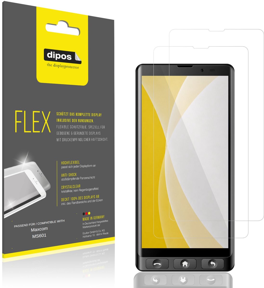 dipos – 2x Beschermfolie geschikt voor Maxcom MS601 | 3D Full Cover Screenprotector | 100% Passend