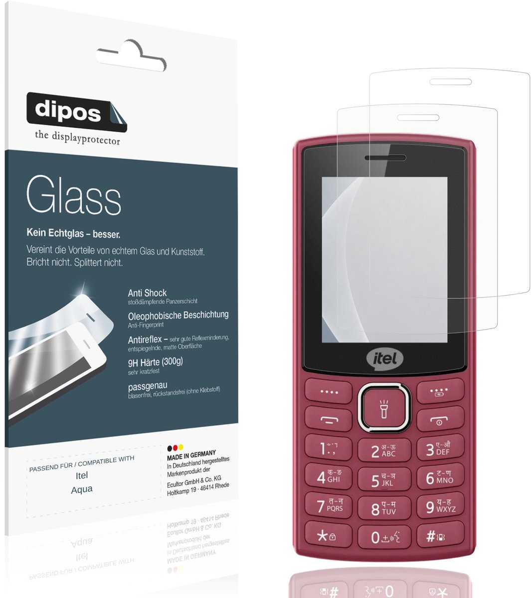 dipos – 2x Matte Pantserfolie geschikt voor Itel Aqua | 9H Screenprotector