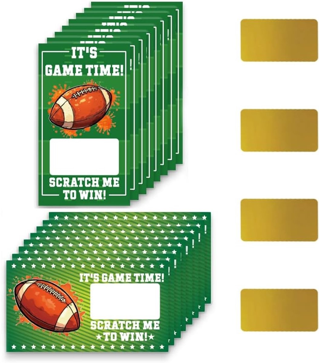 120 Pcs Rugby Football Scratch Cards met Stickers - DIY Blank Giftkaarten voor Sportliefhebbers, Groepsspellen en Feestjes