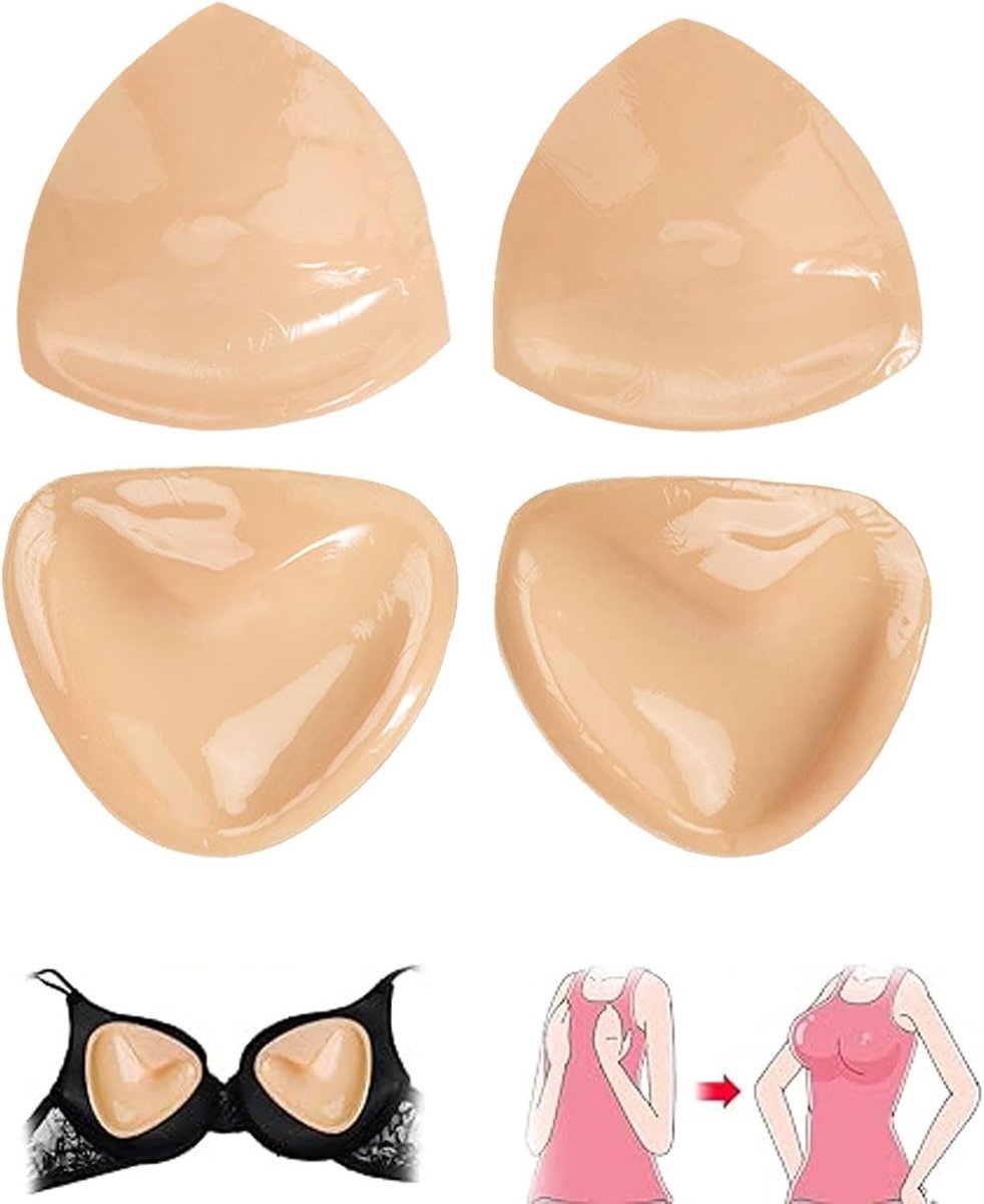 Dubbelzijdige Plakbeha met Push-Up Effect, 2 Paar Hechting, Verstevigende Cups en Bikini Pads voor Dames en Meisjes