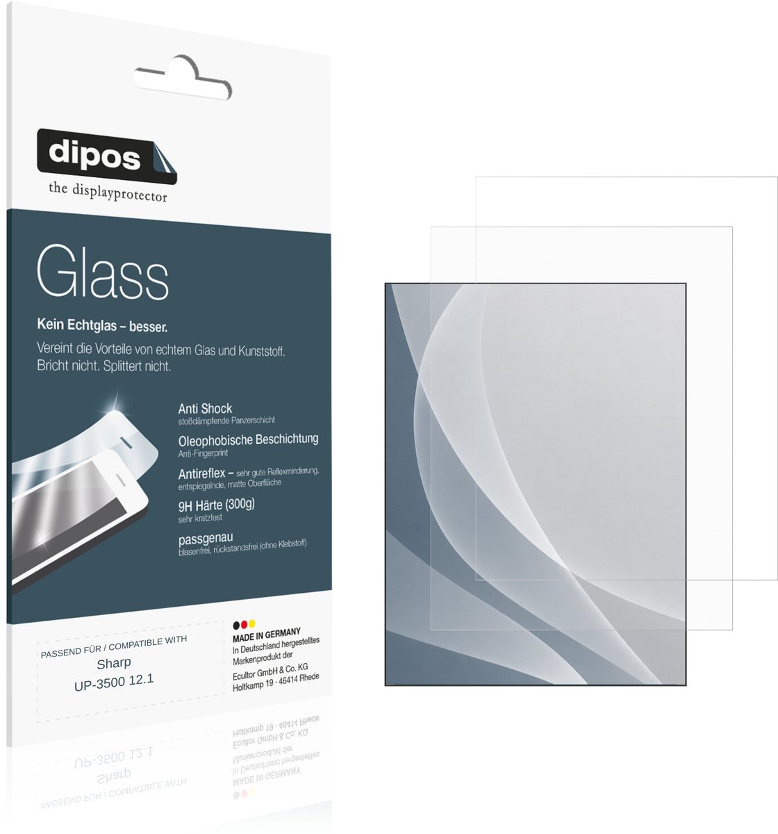dipos – 2x Matte Pantserfolie geschikt voor Sharp UP-3500 12.1 | 9H Screenprotector
