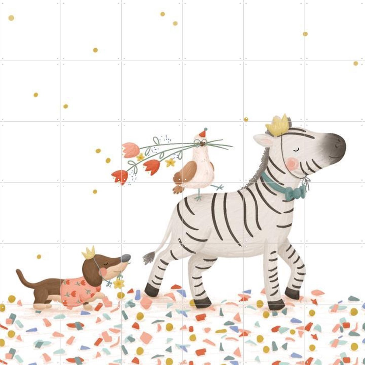 IXXI Confetti Party, Studio Phie - 120 x 120 cm - Gratis ophangtool - Grote wanddecoratie en posters - Cartoonesk, Fantasierijk, Speels, Illustraties