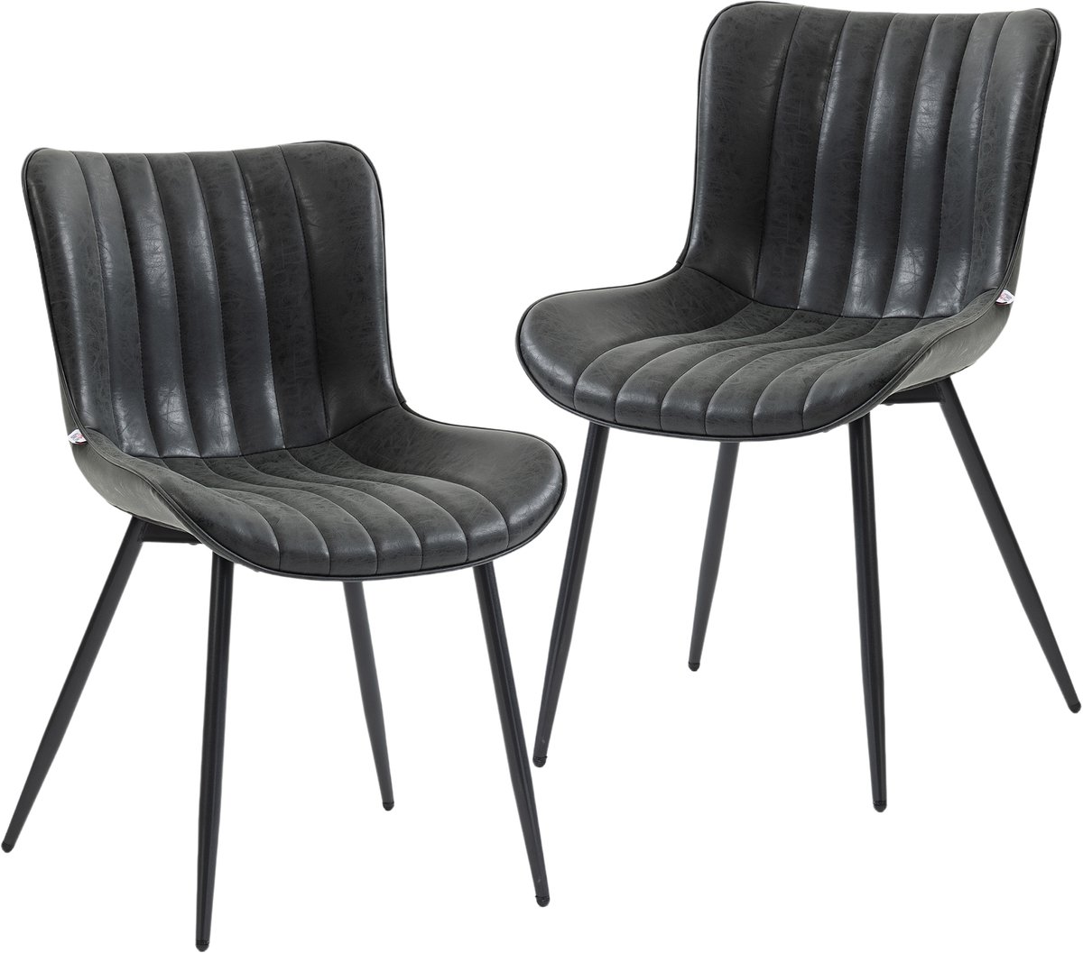 HOMCOM Eetkamerstoel - Synthetische bekleding - 49x61x80,5cm - Zwart