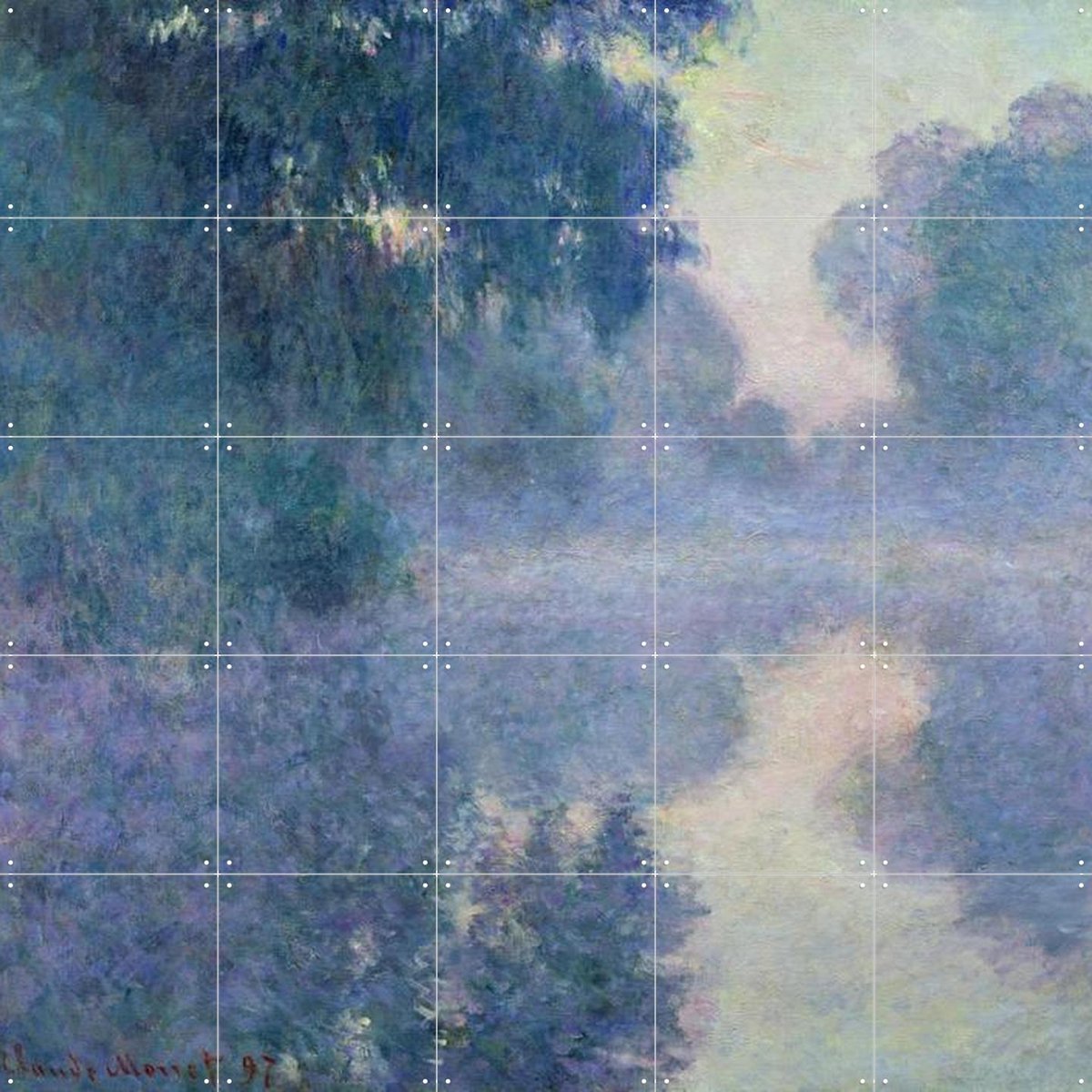 IXXI Branch of the Seine near Giverny, Claude Monet & Bridgeman Images - 100 x 100 cm - Gratis ophangtool - Grote wanddecoratie en posters - Klassiek