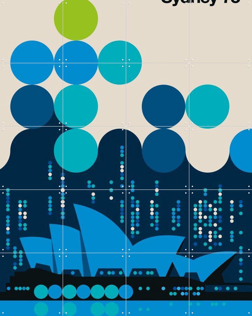 IXXI Sydney 73, Bo Lundberg - 80 x 100 cm - Gratis ophangtool - Grote wanddecoratie en posters - Kleurrijk, Geometrische Kunst, Minimalisme, Mancave