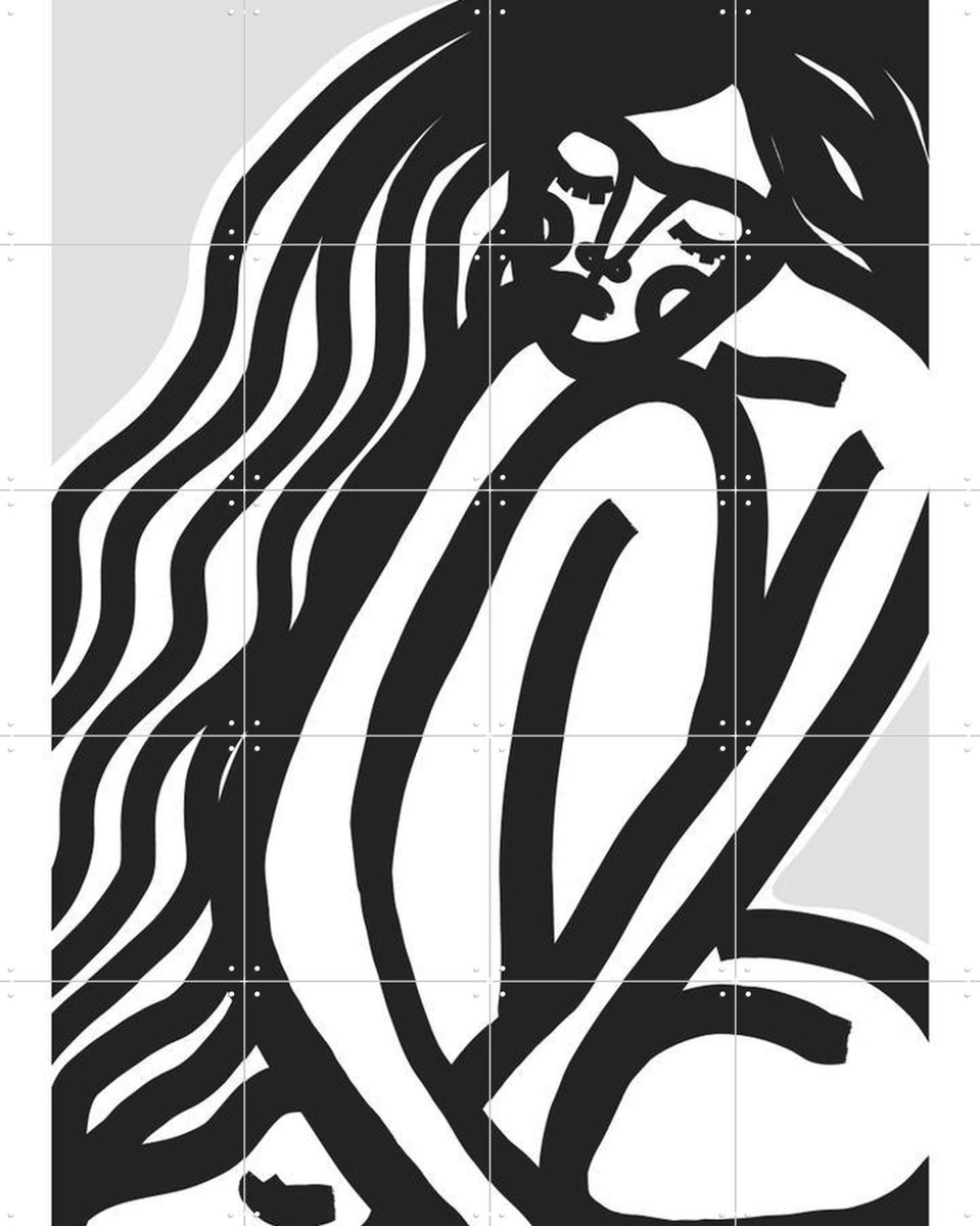 IXXI The Silence (Black), Treechild & Various - 80 x 100 cm - Gratis ophangtool - Grote wanddecoratie en posters - Grafisch Ontwerp, Line art