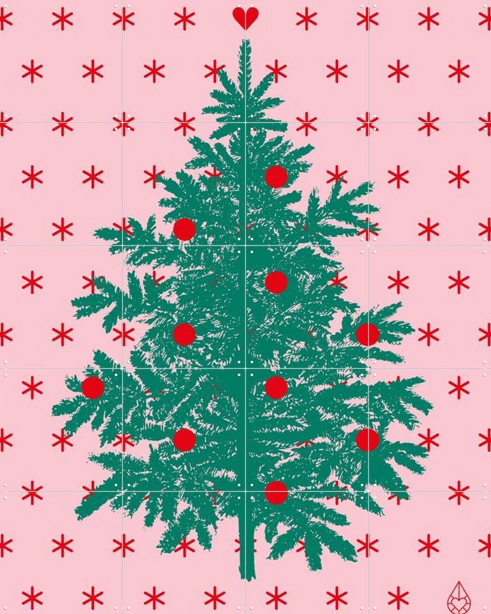 IXXI Let it snow . Pink Green, Zilverblauw - 80 x 100 cm - Gratis ophangtool - Grote wanddecoratie en posters - Digitale Kunst, Illustraties, Grafisch