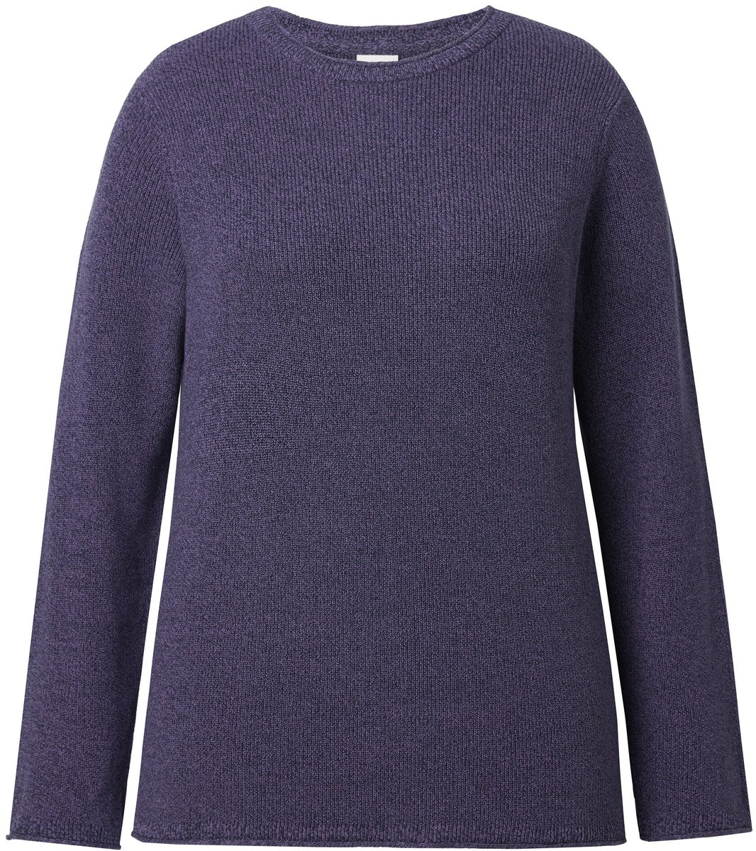 Ulla Popken - Dames - Pullover ronde hals lange mouwen biologisch katoen - Marine - Maat 46+