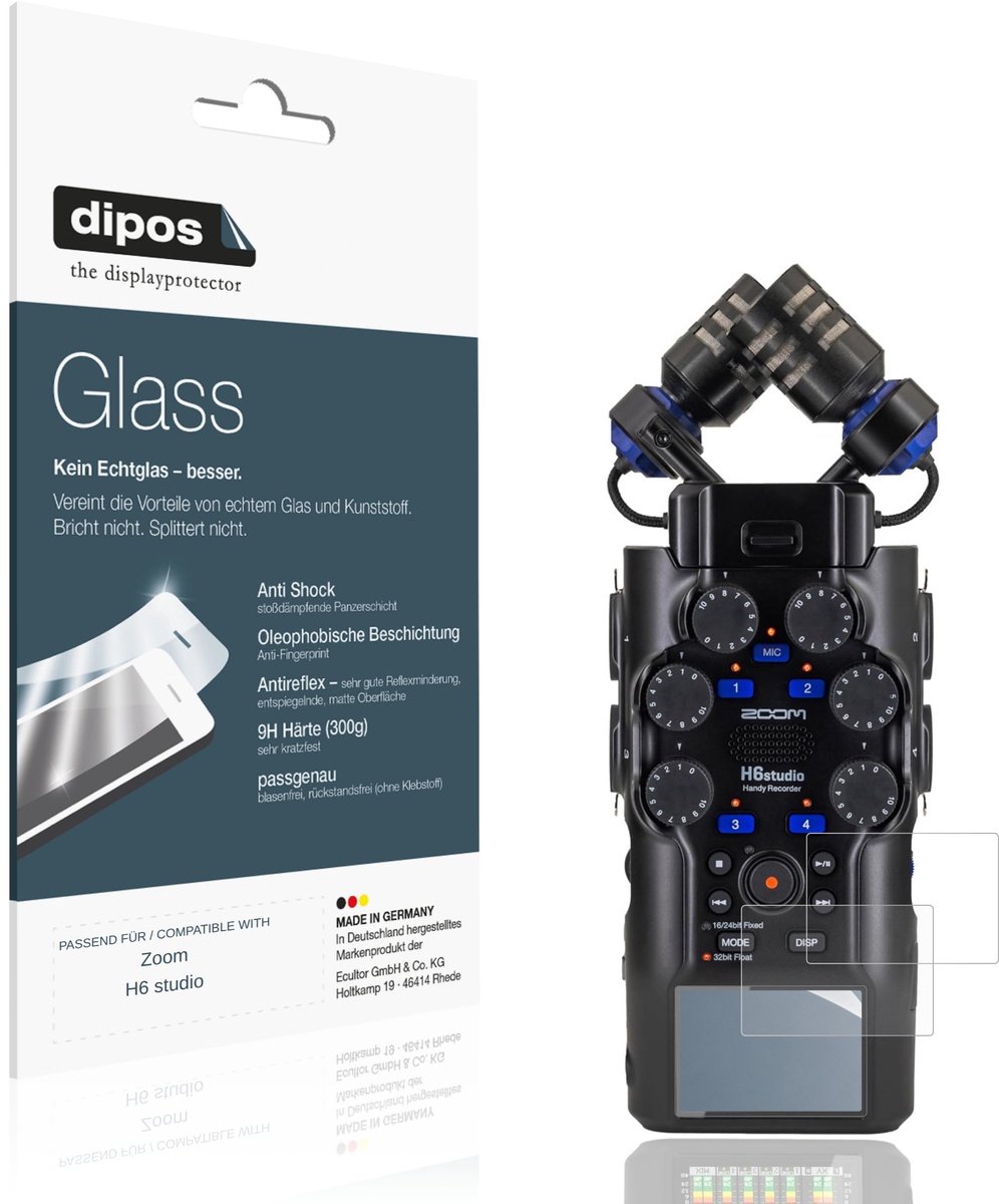 dipos – 2x Matte Pantserfolie geschikt voor Zoom H6 studio | 9H Screenprotector