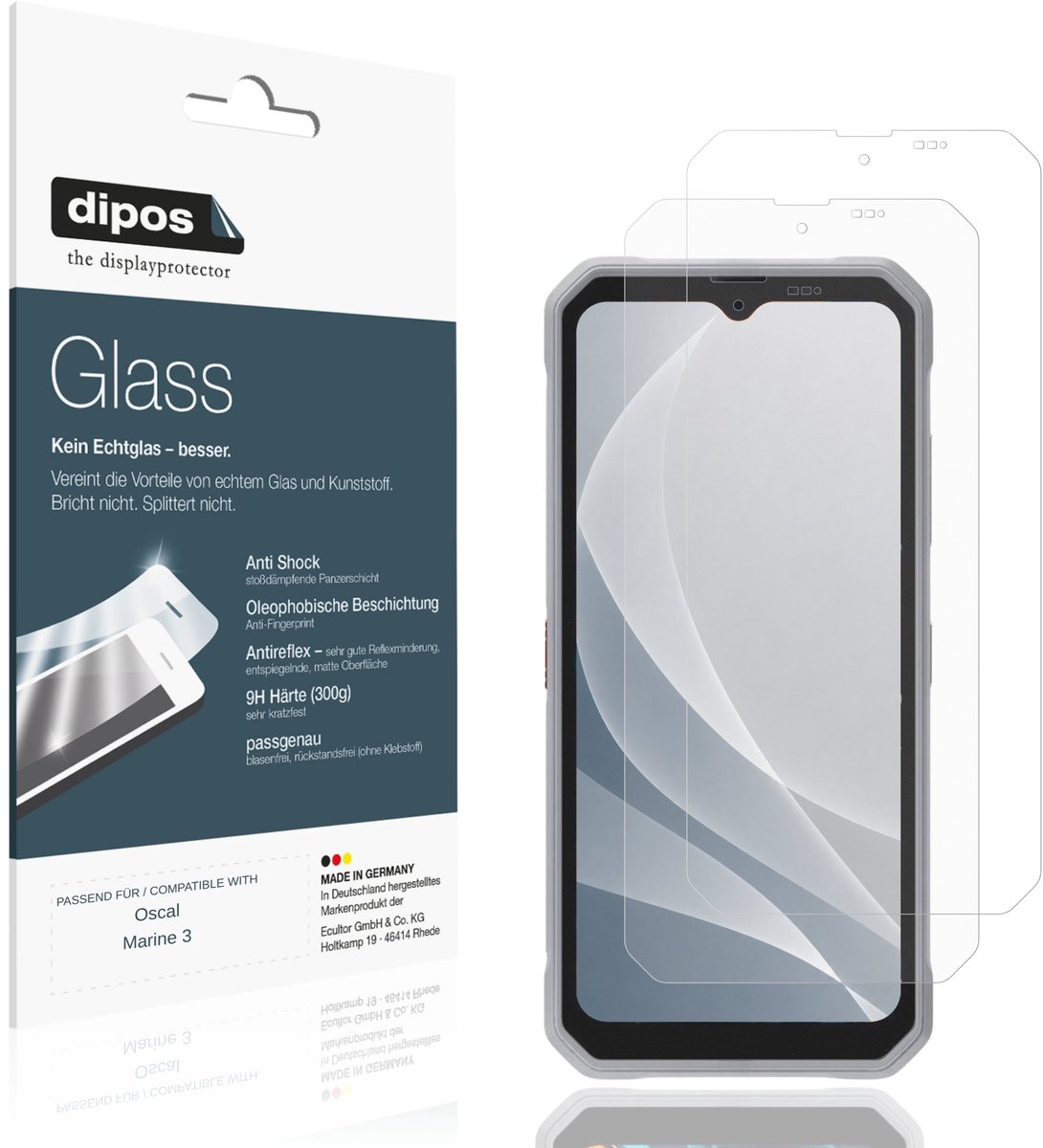 dipos – 2x Matte Pantserfolie geschikt voor Oscal Marine 3 | 9H Screenprotector