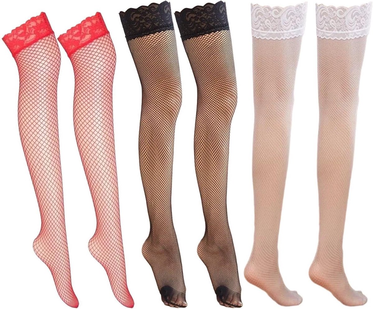 Over-the-Knee Mesh Sokken - 3 Paar Lichte, Elastische en Comfortabele Kousen voor Sexy Outfits met Korte Rokjes en Hot Pants