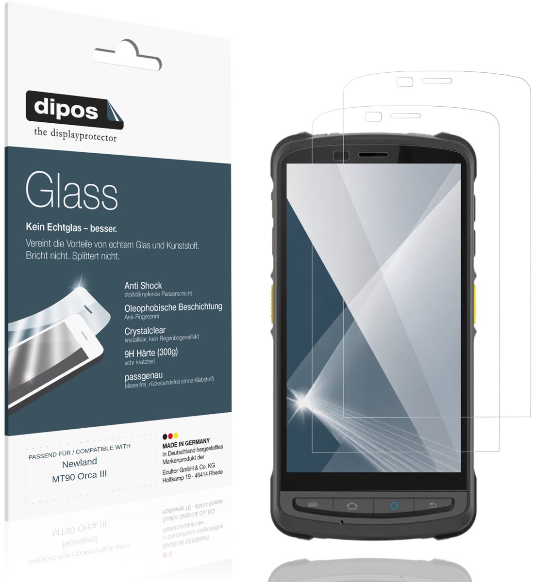 dipos – 2x Pantserfolie geschikt voor Newland MT90 Orca III | 9H Screenprotector