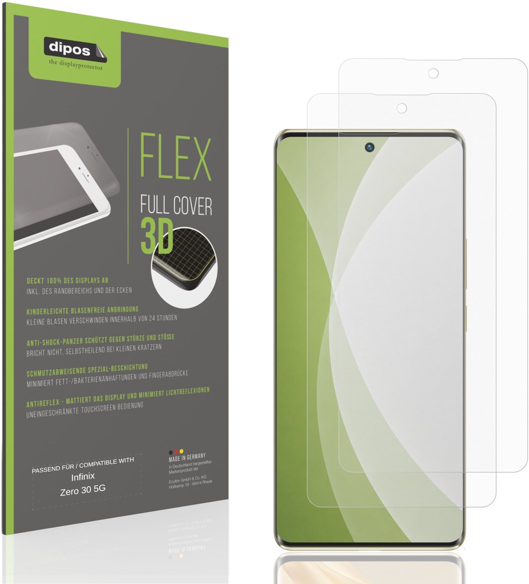 dipos FLEX – 2x Matte Screenprotector geschikt voor Infinix Zero 30 5G | Volledige Schermbescherming | Case-Friendly