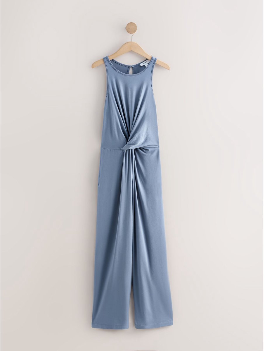 Next - Dames - Jersey jumpsuit met gedraaide taille - Blauw
