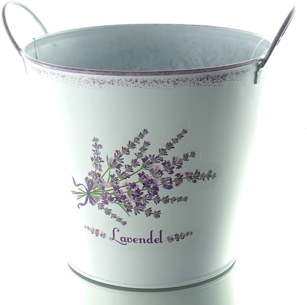 Scheulen pot wit met handvatten vintage look lavendel 18 cm