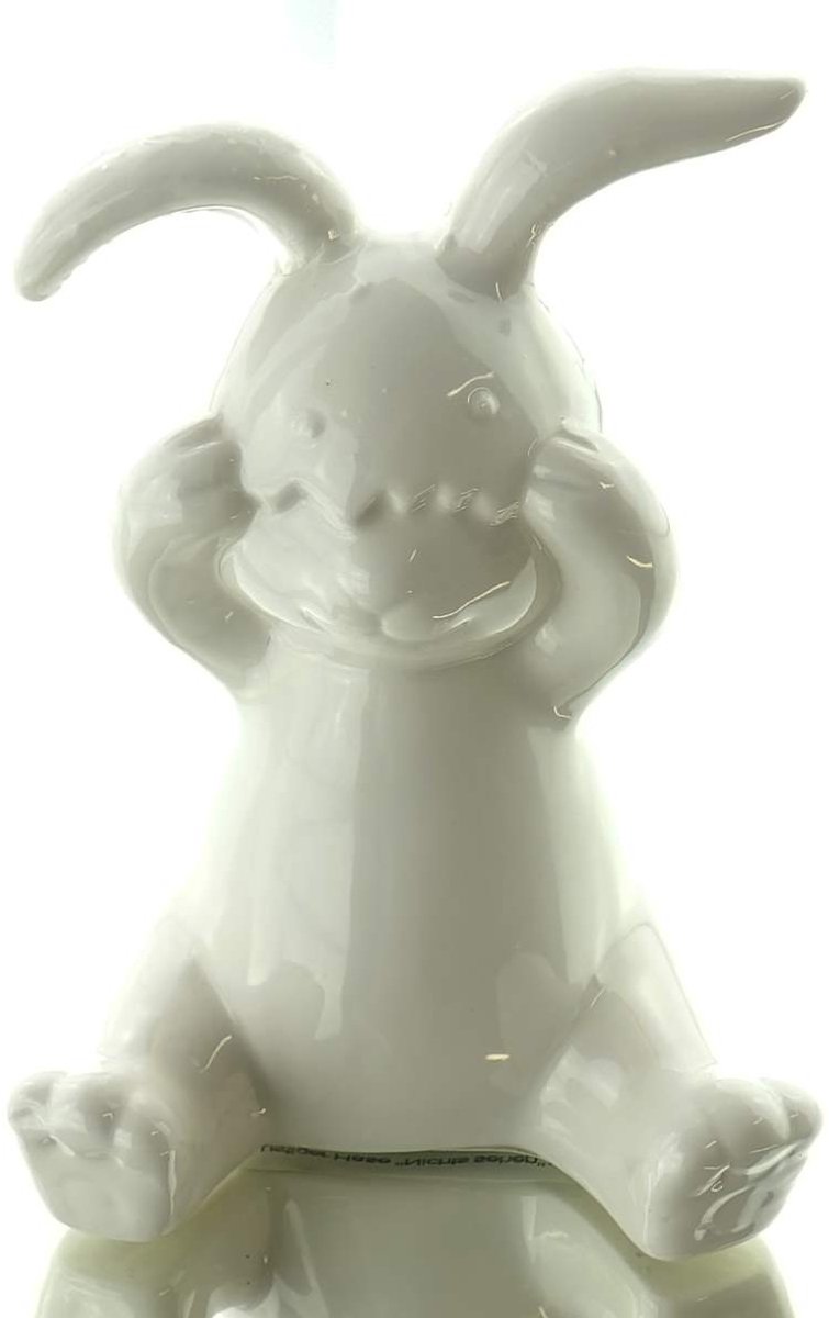 Riffelmacher haasfiguur Niets horen wit 12,2 cm - porselein
