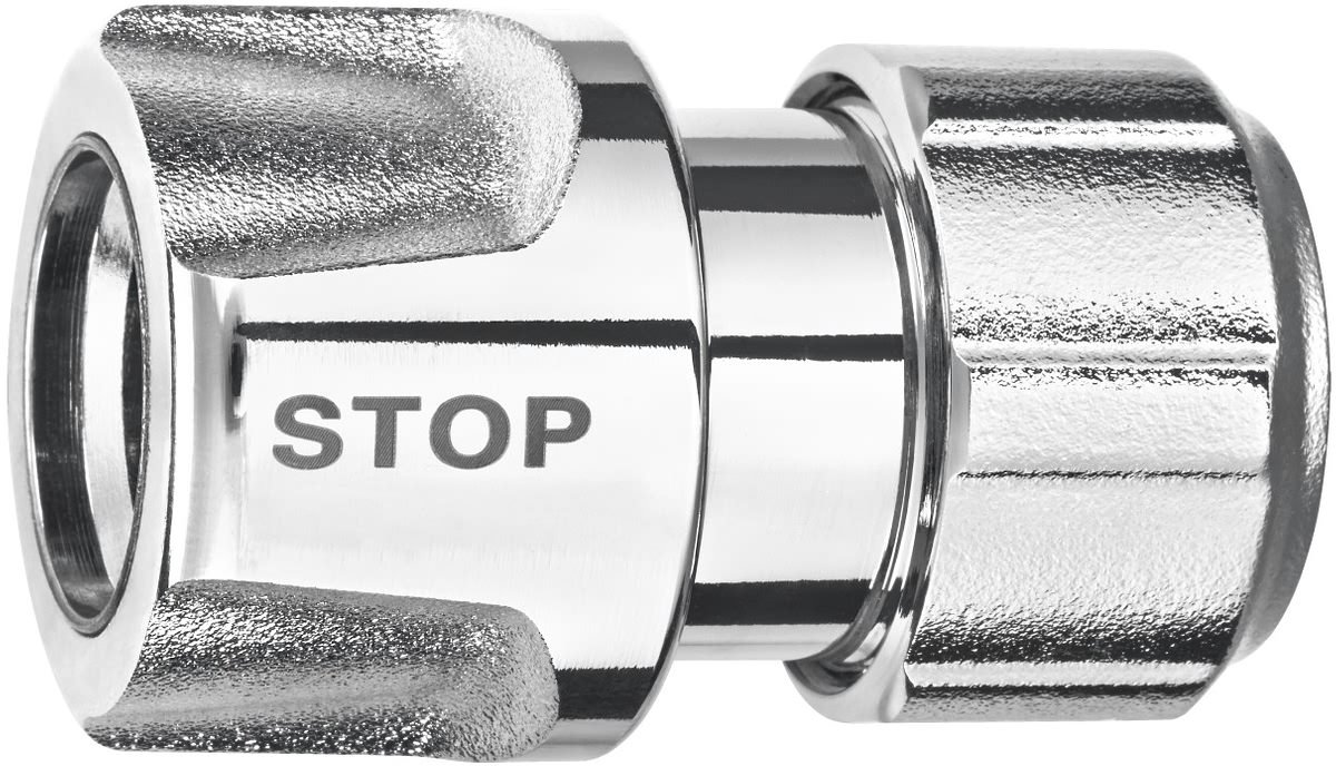 GEKA plus slangstuk met waterstop 1/2 inch 13 mm messing verchroomd