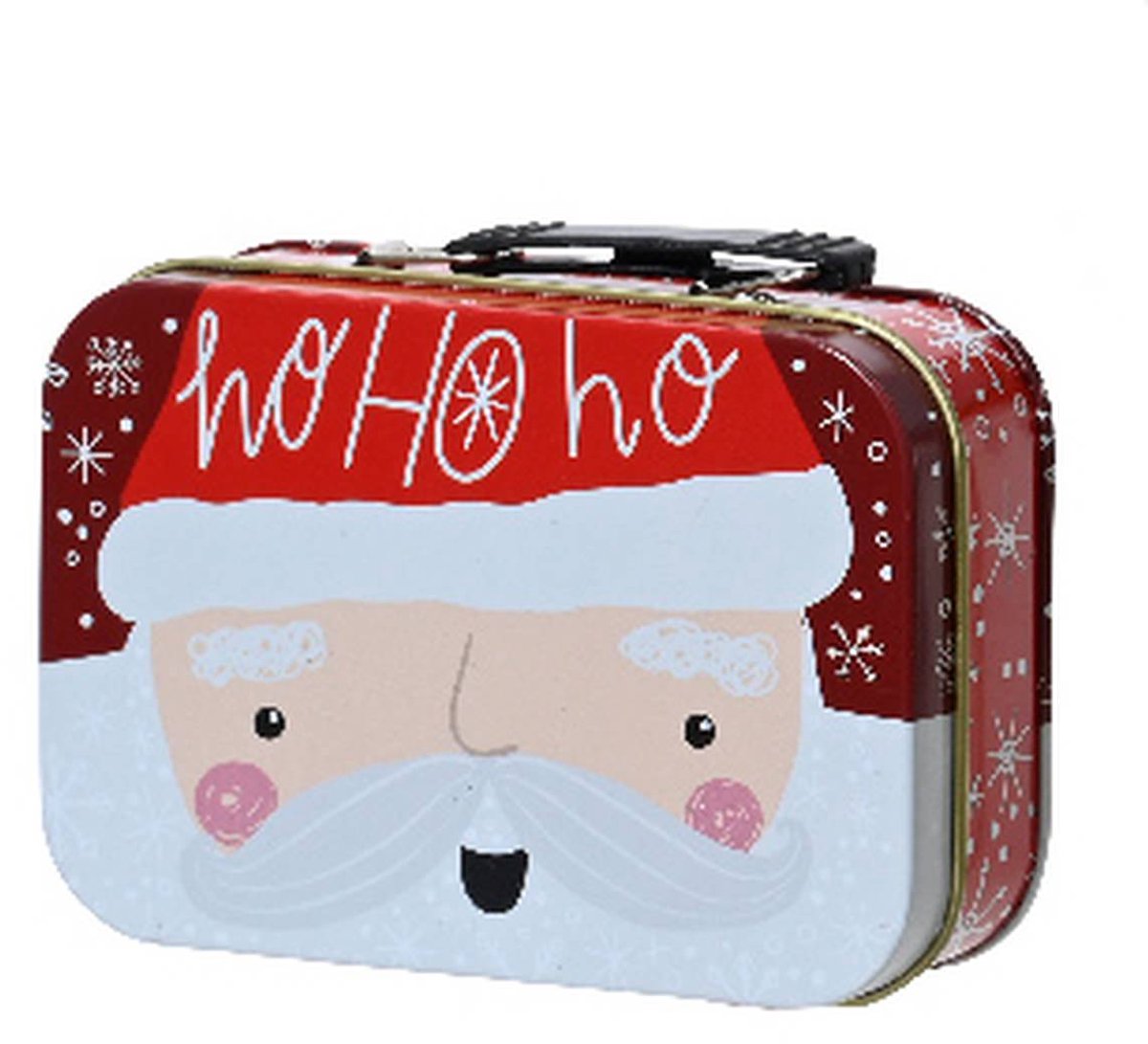 Kaemingk mini kerstkoffertje HO HO HO rood/wit 10 x 6,7 cm