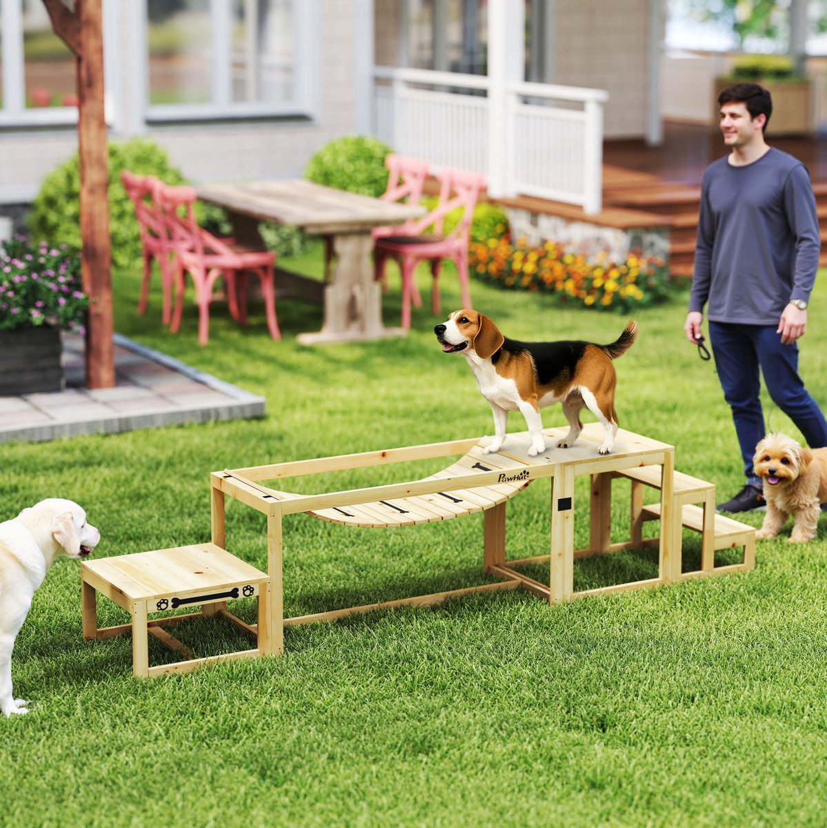 MODFU - Agility Dierensport - Hond Agility Set - Balans Horde - Tannenhout - Naturel