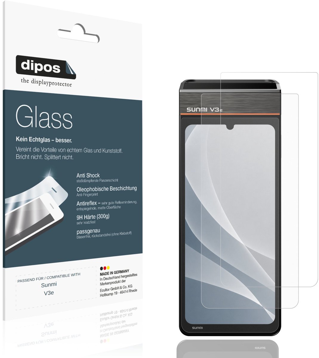 dipos – 2x Matte Pantserfolie geschikt voor Sunmi V3e | 9H Screenprotector