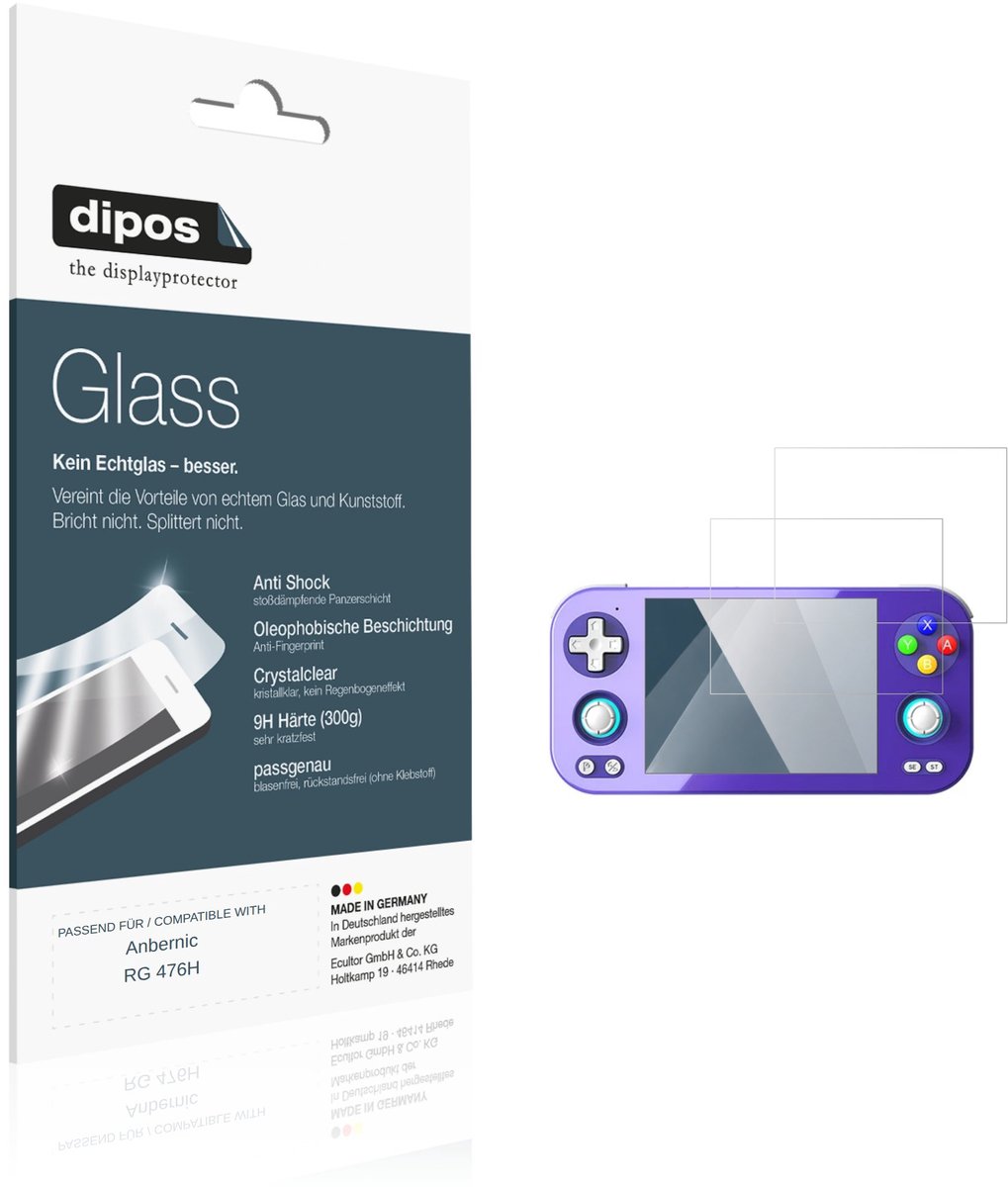 dipos – 2x Pantserfolie geschikt voor Anbernic RG 476H | 9H Screenprotector