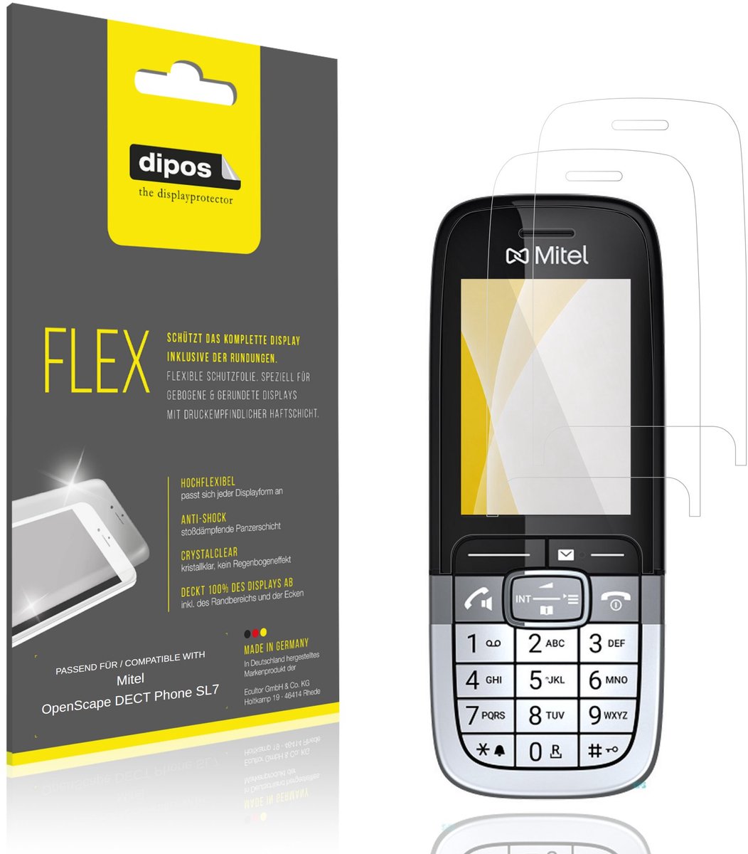 dipos – 2x Beschermfolie geschikt voor Mitel OpenScape DECT Phone SL7 | 3D Full Cover Screenprotector | 100% Passend