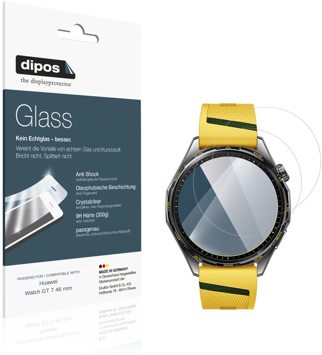 dipos – 2x Pantserfolie geschikt voor Huawei Watch GT 7 46 mm | 9H Screenprotector